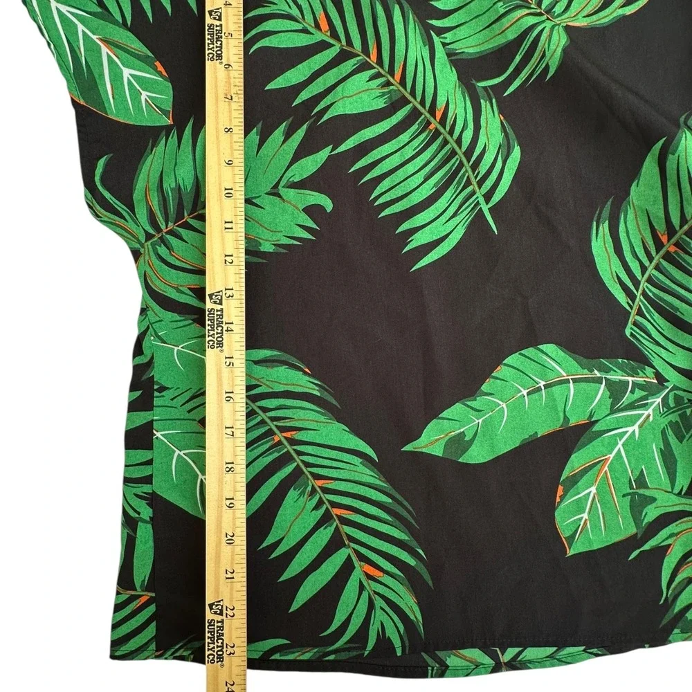 Emery‎ Rose Women's Black Green Palm Leaf Print Top & Pants Set - Size S